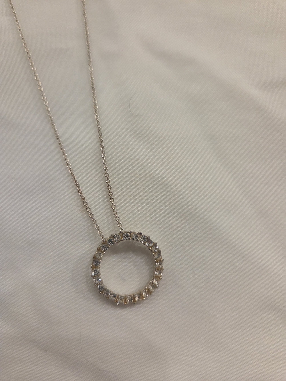 Rose Gold Circle Pendant Necklace with Clear Crystals